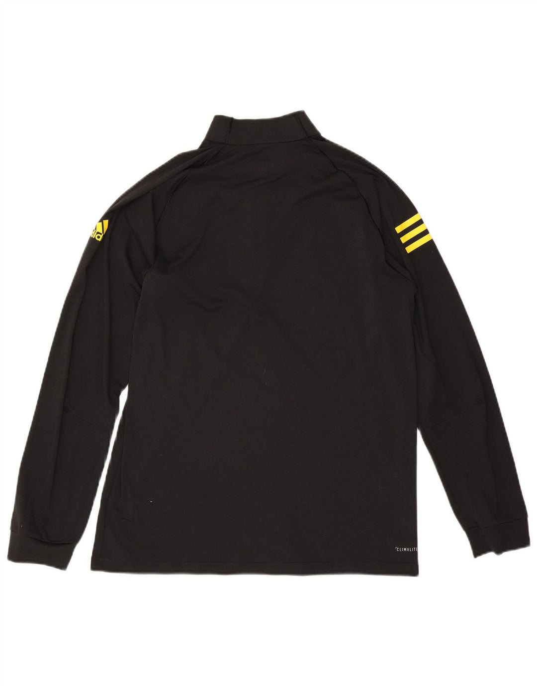 Top della tuta da ginnastica Adidas Climalite con zip e collo da uomo, colore nero medio