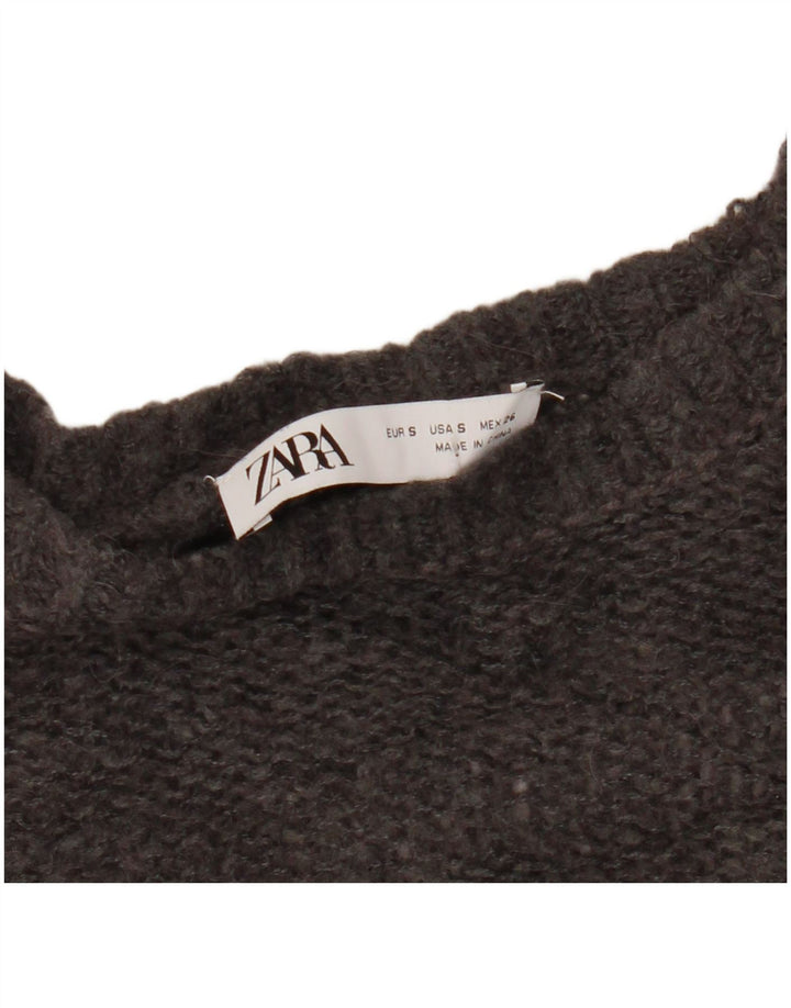 Maglione maglione con scollo a barca da donna Zara UK 10 piccolo grigio