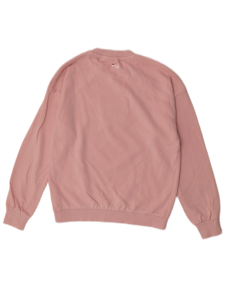 Felpa grafica da donna Fila Maglione UK 14 Cotone rosa medio