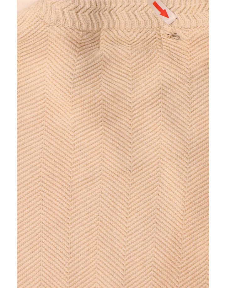 Maglione da uomo girocollo Chaps XL in cotone a spina di pesce beige