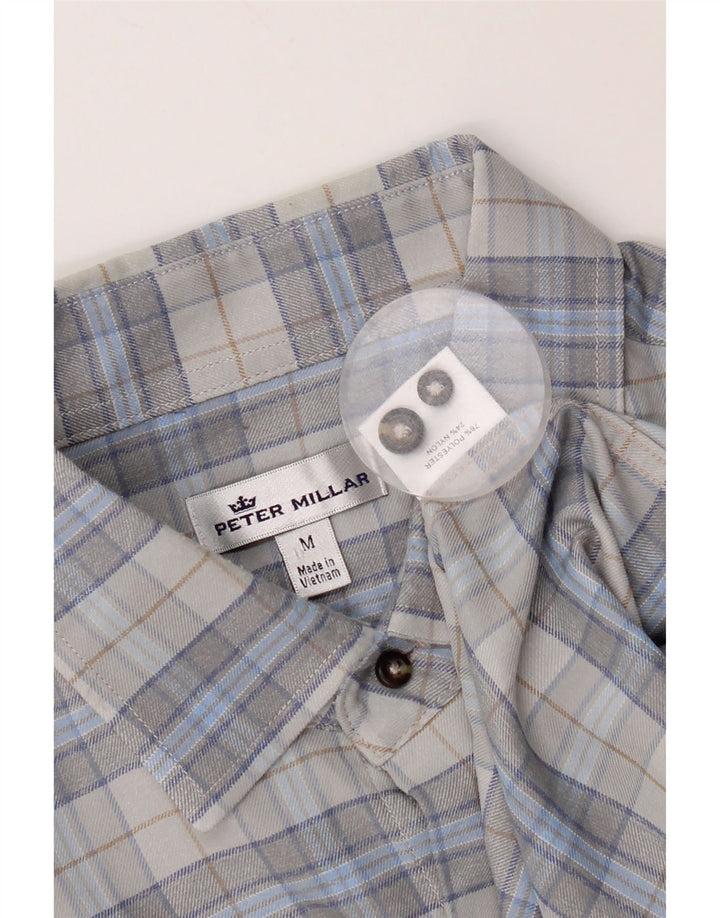 Camicia in flanella da uomo Peter Millar Poliestere a quadri grigio medio