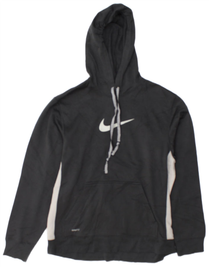 Felpa con cappuccio grafica Nike da uomo in poliestere color block grigio medio