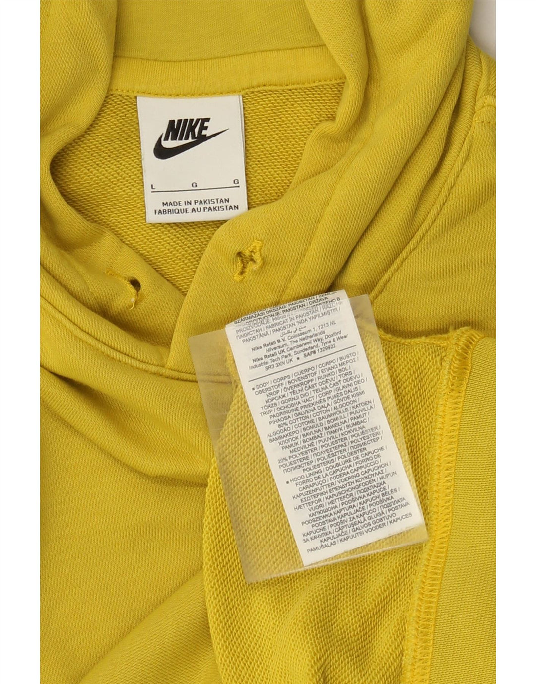 Felpa con cappuccio da uomo Nike Large in cotone giallo
