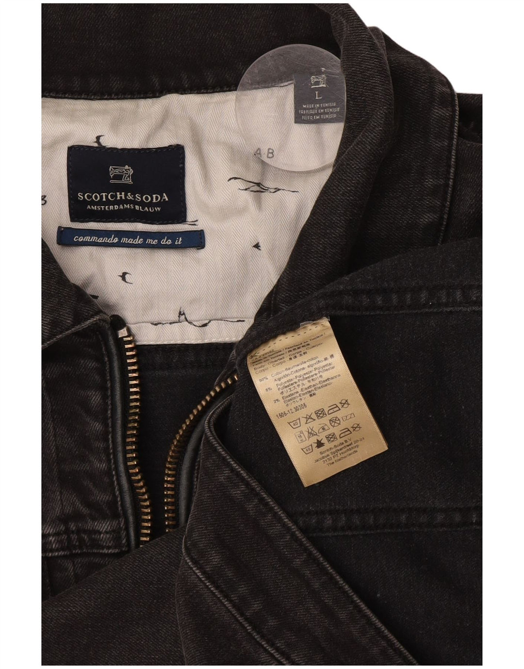 Giacca di jeans da donna Scotch & Soda UK 16 grande cotone grigio