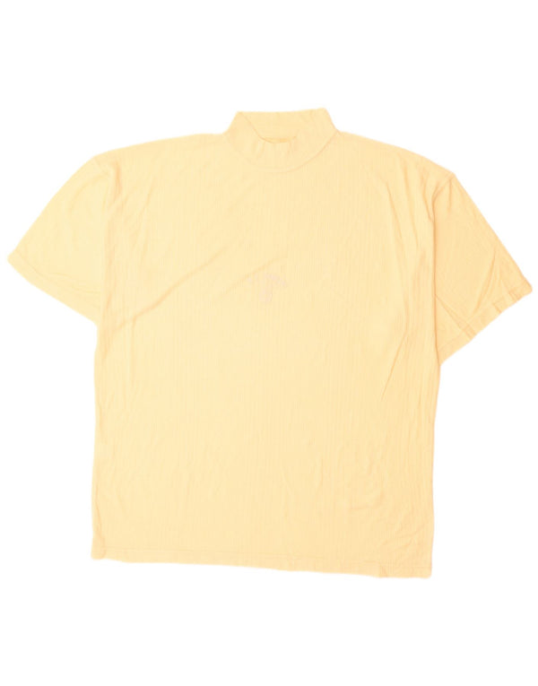 BLUE FLAME Mens T-Shirt Top XL Yellow Viscose