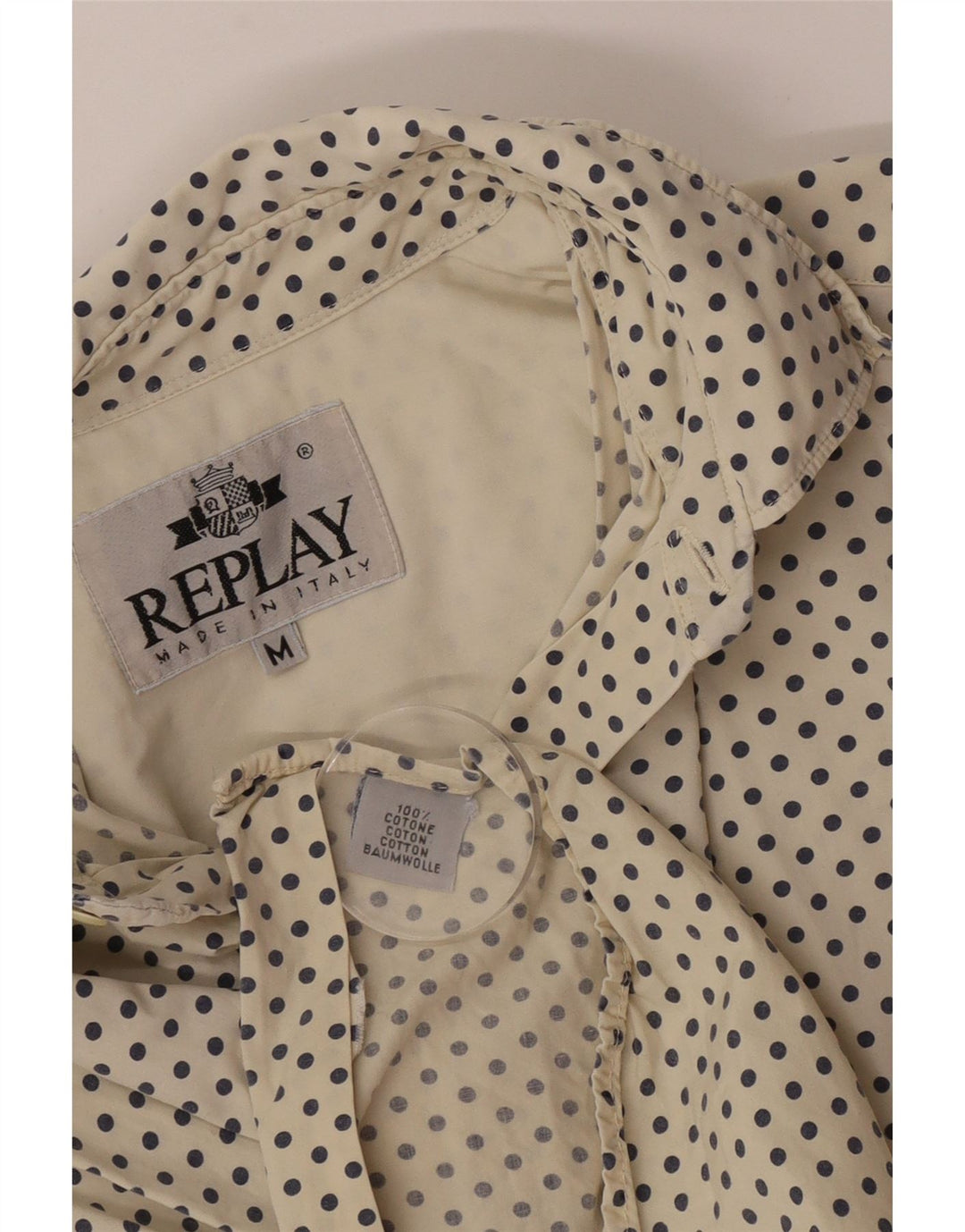 Camicia a maniche corte da uomo Replay in cotone maculato beige medio