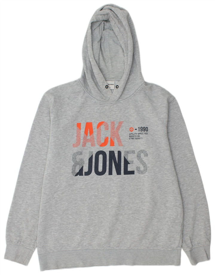 JACK & JONES Felpa con cappuccio grafica da uomo 2XL Poliestere grigio