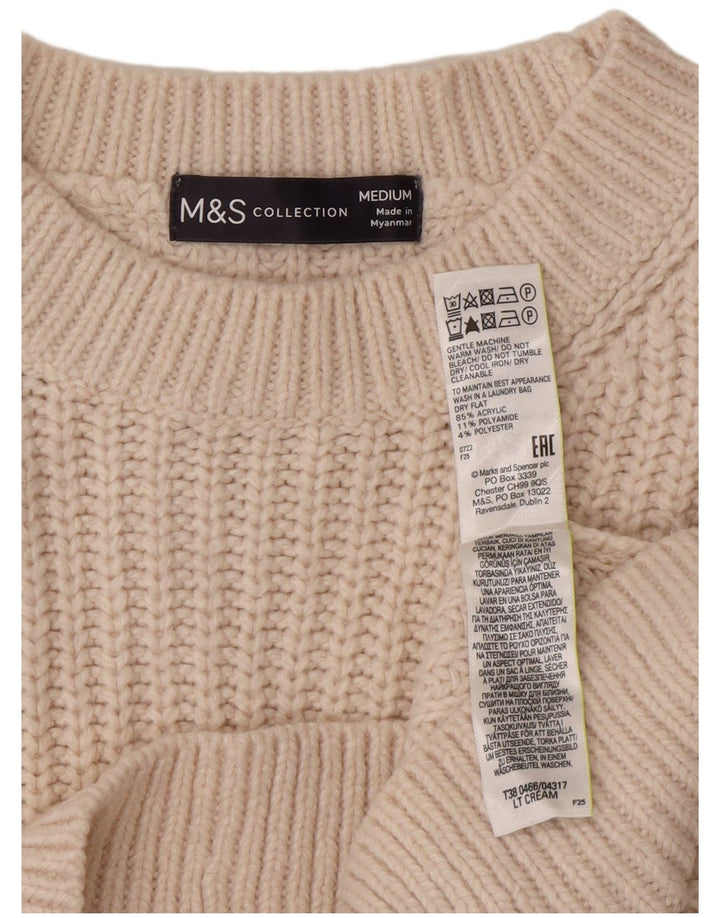 Maglione maglione girocollo da donna Marks & Spencer UK 14 medio bianco sporco
