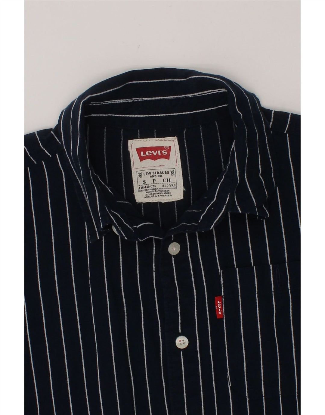 LEVI'S Boys Shirt 8-9 Years Small  Navy Blue Striped Cotton Vintage Levi's and Second-Hand Levi's from Messina Hembry 