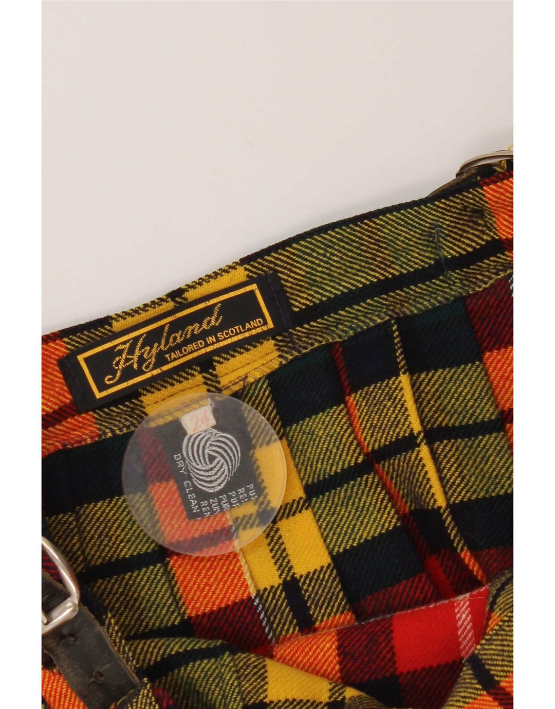 Gonna a portafoglio vintage da donna W24 XS in lana vergine a quadri multicolore