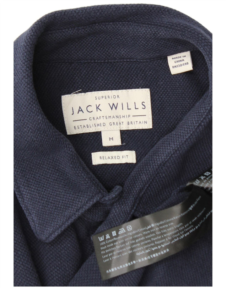 Camicia da uomo dalla vestibilità rilassata Jack Wills in cotone blu navy medio