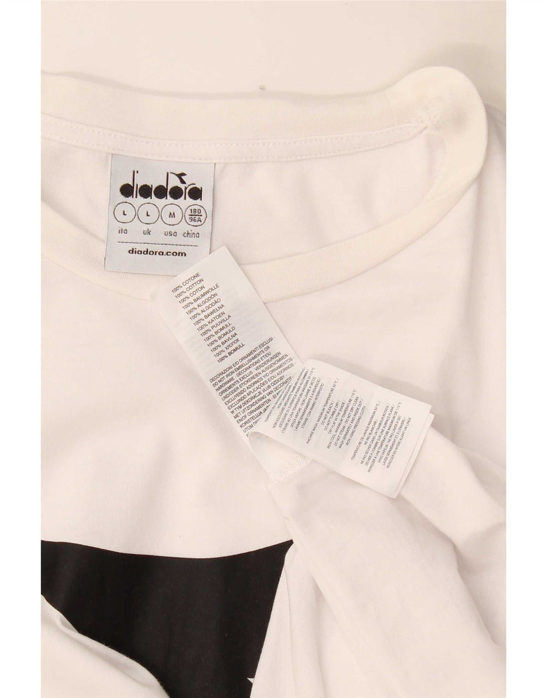 T-shirt grafica da uomo Diadora Top Large in cotone bianco