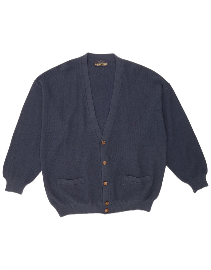 Maglione Cardigan Da Uomo Il Granchio Grande Lana Blu Navy