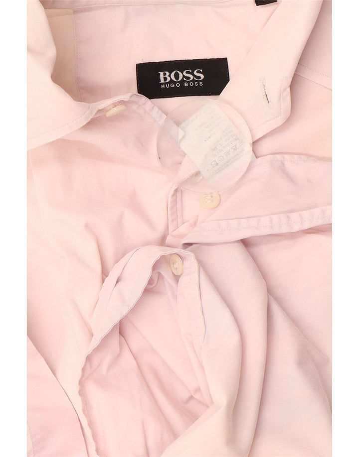 Camicia a maniche corte da uomo HUGO BOSS in cotone rosa medio