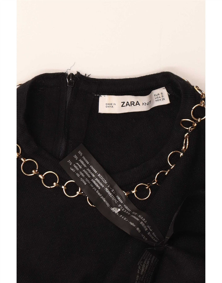 Top corto in camicetta corta da donna Zara UK 10 piccolo in viscosa nera
