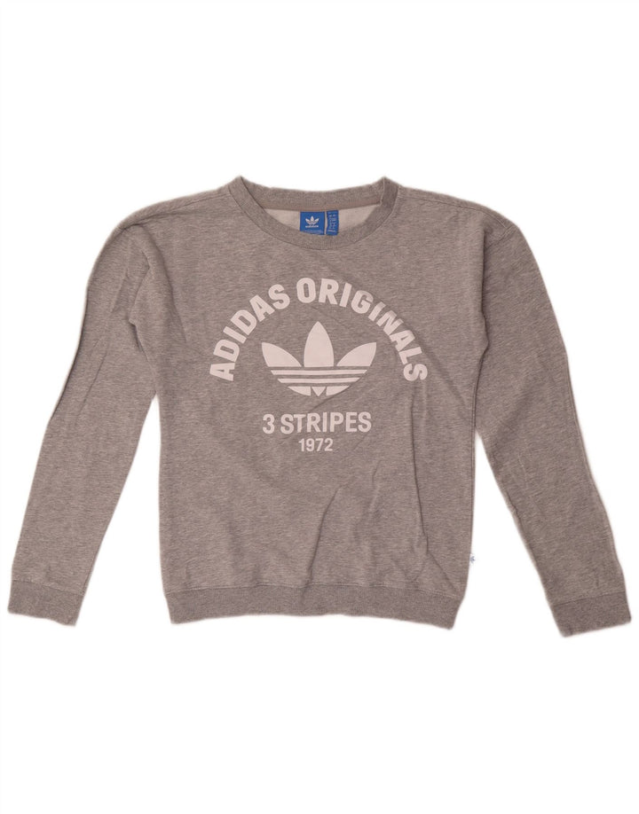 Felpa grafica da donna Adidas Jumper UK 8 Small Grigio