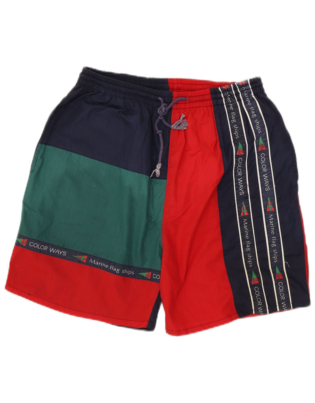 Pantaloncini sportivi grafici vintage da uomo XL in poliestere color block multicolore