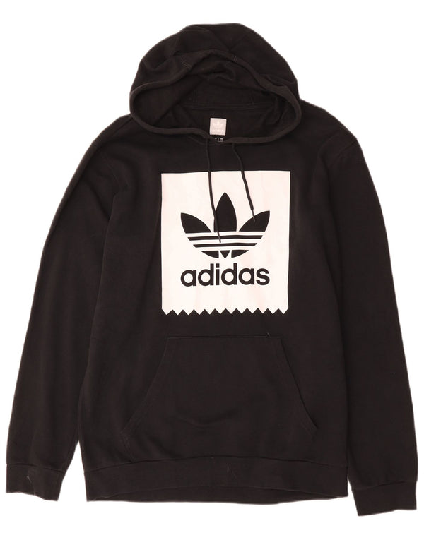 Adidas Mens Graphic Hoodie Jumper Medium Black Cotton