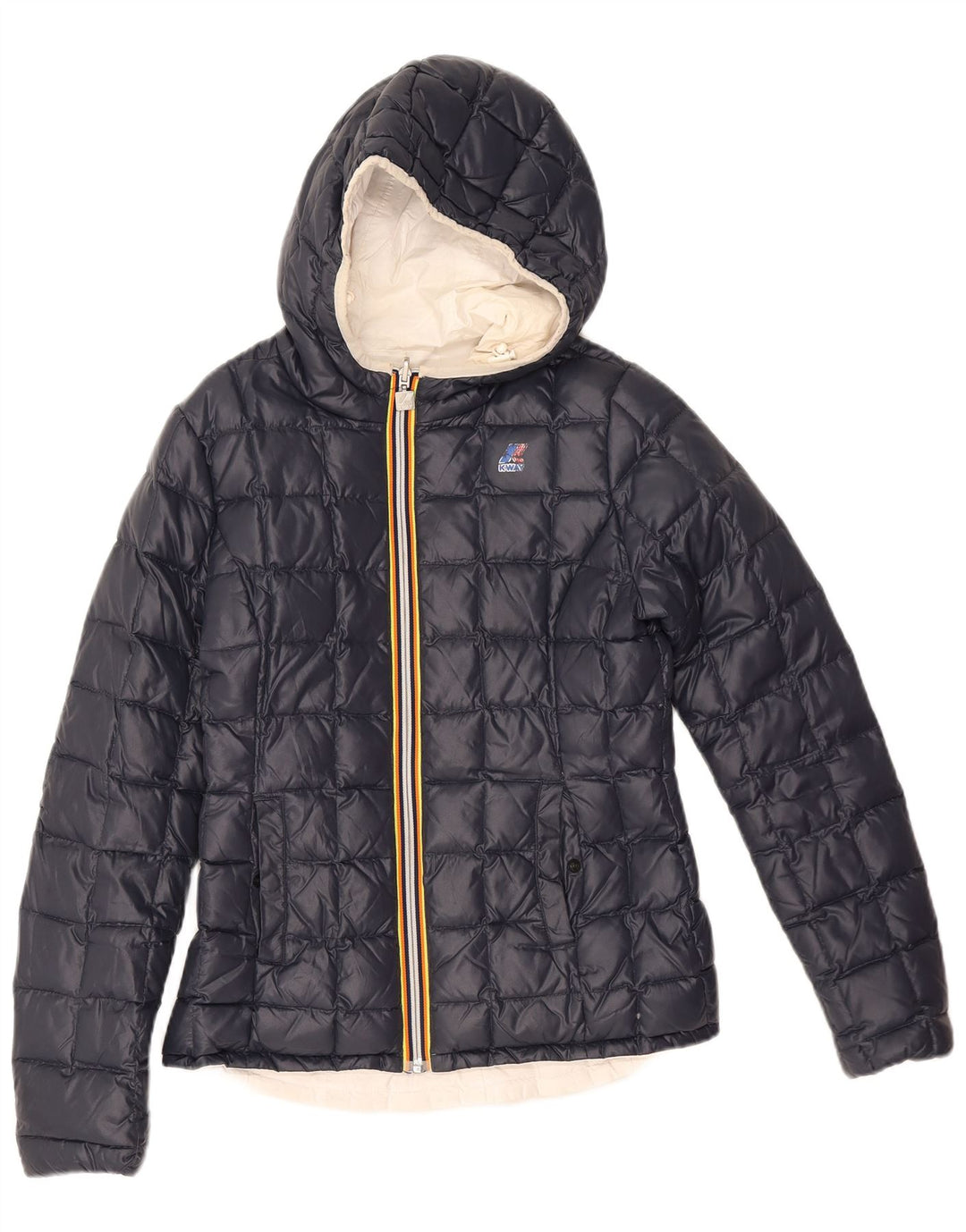 Piumino K-Way Bambina con Cappuccio 7-8 Anni Blu Navy