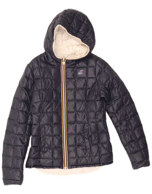 Piumino K-Way Bambina con Cappuccio 7-8 Anni Blu Navy