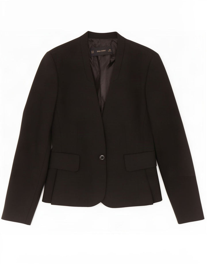Giacca blazer a 1 bottone da donna Zara UK 12 poliestere nero medio