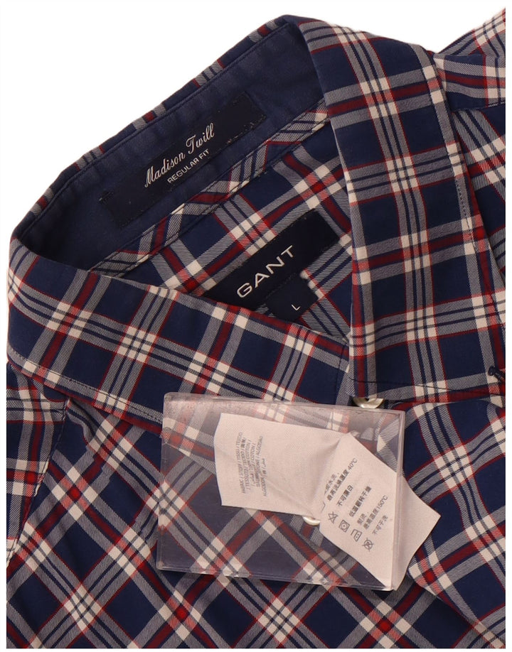 Gant Camicia da uomo Madison Regular Fit, grande, in cotone a quadri blu navy