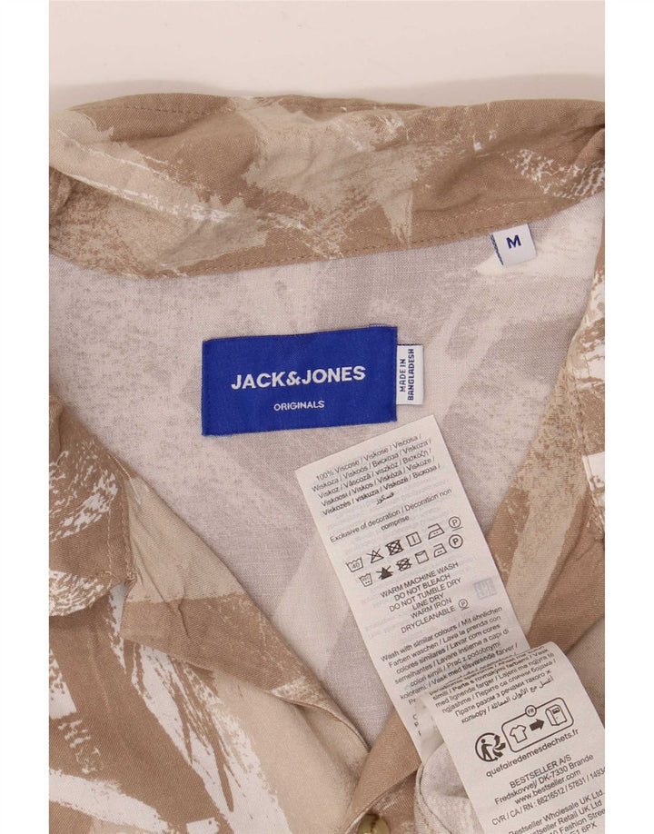 Camicia a maniche corte da uomo Jack & Jones con motivo astratto in viscosa beige medio