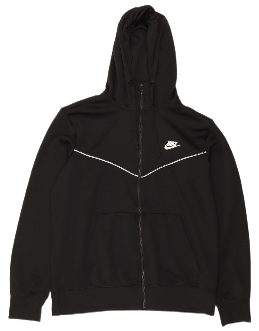 Felpa con cappuccio e zip Nike da uomo, grande, in poliestere nero