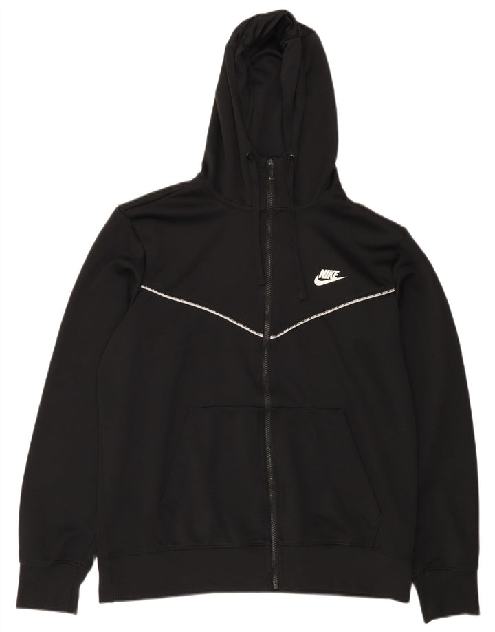 Felpa con cappuccio e zip Nike da uomo, grande, in poliestere nero