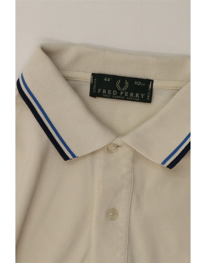 Polo da uomo Fred Perry in cotone a righe bianche medie