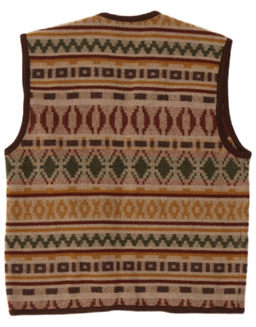 Gilet vintage da uomo grande marrone geometrico