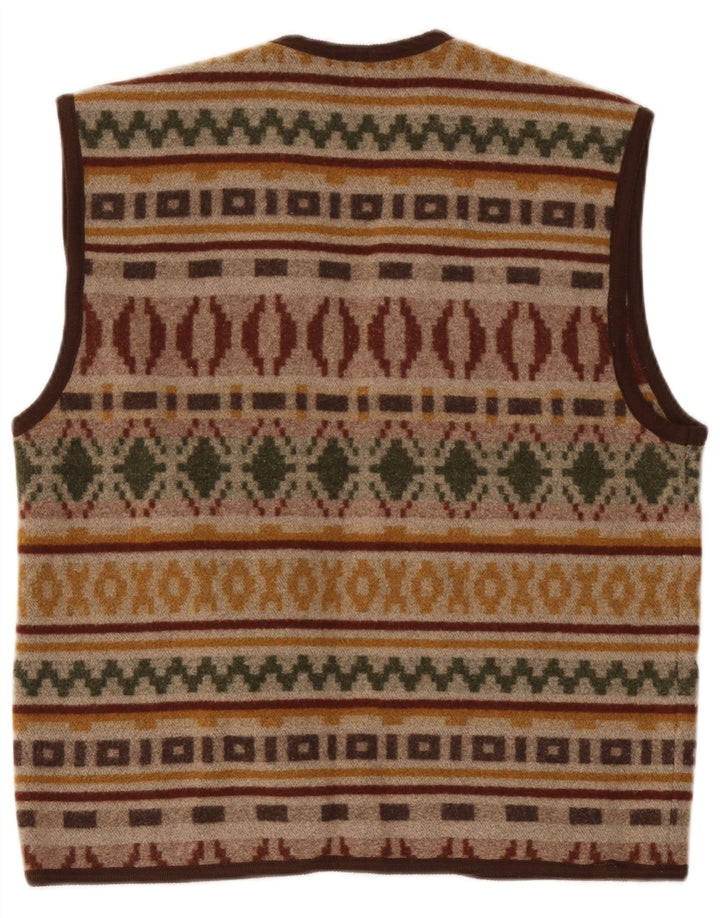 Gilet vintage da uomo grande marrone geometrico