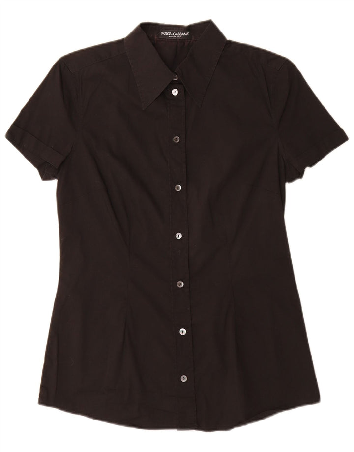 Camicia Donna Manica Corta Dolce & Gabbana IT 42 Cotone Nero Medio