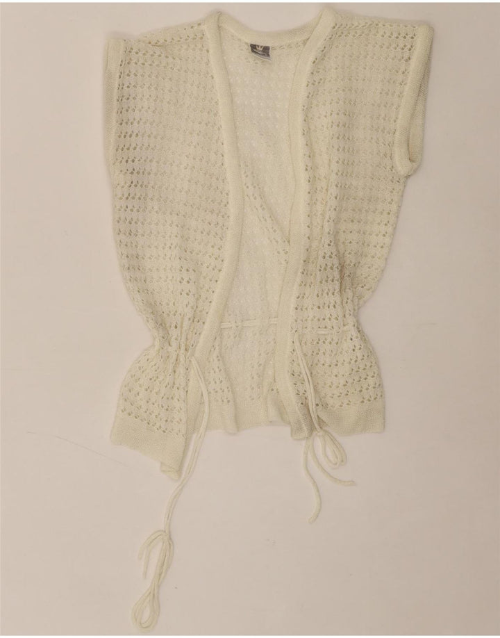 FREYA Womens Sleeveless Cardigan Top IT 42 Medium White Polyacrylic Vintage Freya and Second-Hand Freya from Messina Hembry 