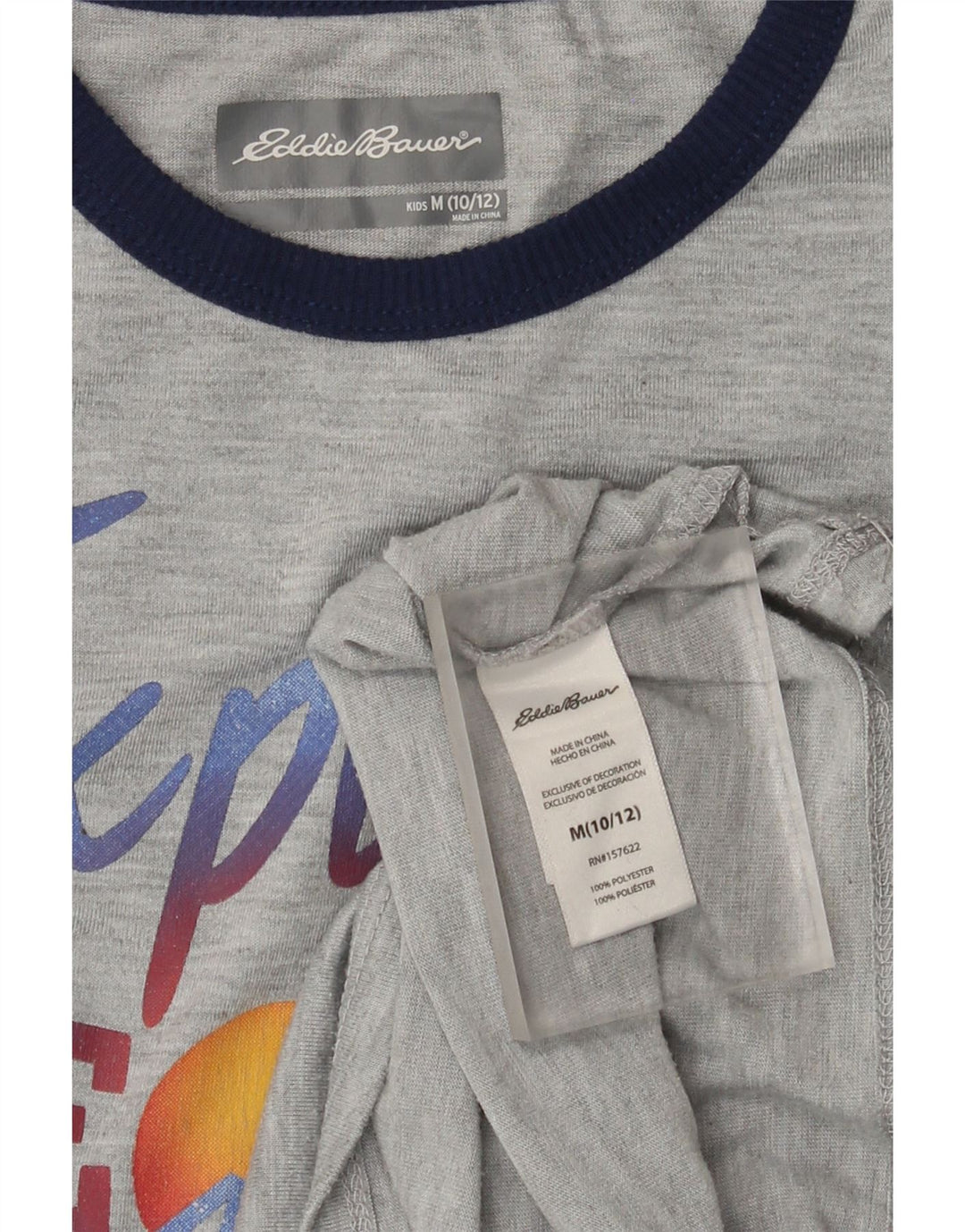 Maglietta grafica da ragazzo Eddie Bauer a maniche lunghe 10-11 anni grigio medio chiazzato