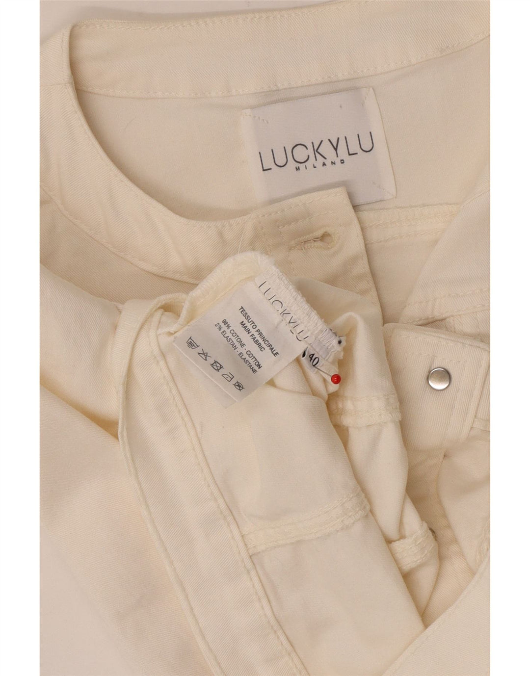 Giacca in denim corta da donna vintage con maniche a 3/4 IT 40 piccola in cotone bianco
