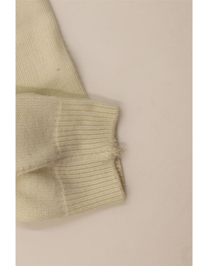 Maglione maglione vintage da uomo con collo alto, grande, bianco sporco