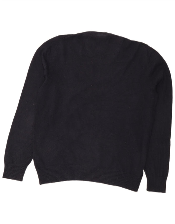 Maglione da uomo con scollo a V Fat Face, cotone medio blu navy
