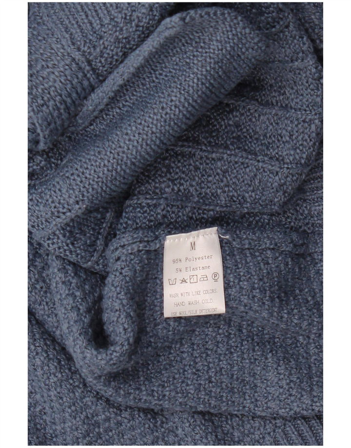 Maglione cardigan vestibilità ampia da donna vintage UK 14 Poliestere blu medio
