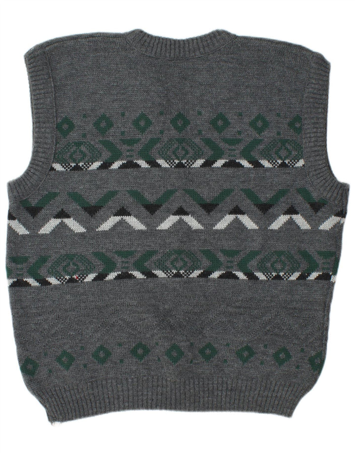 Canottiera vintage da uomo, canotta grande grigia Fair Isle