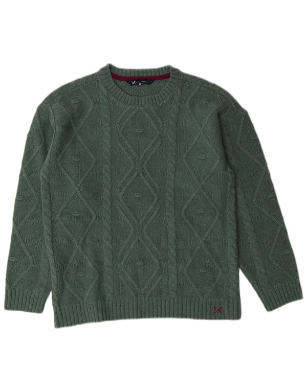 CREW CLOTHING Maglione maglione girocollo oversize da donna UK 10 piccolo verde