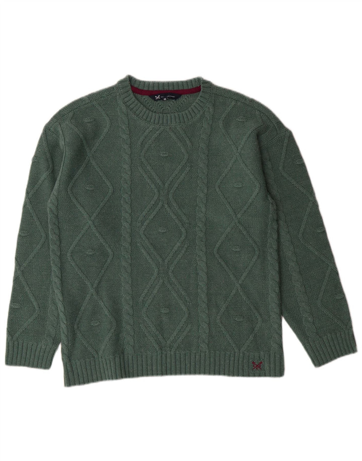 CREW CLOTHING Maglione maglione girocollo oversize da donna UK 10 piccolo verde