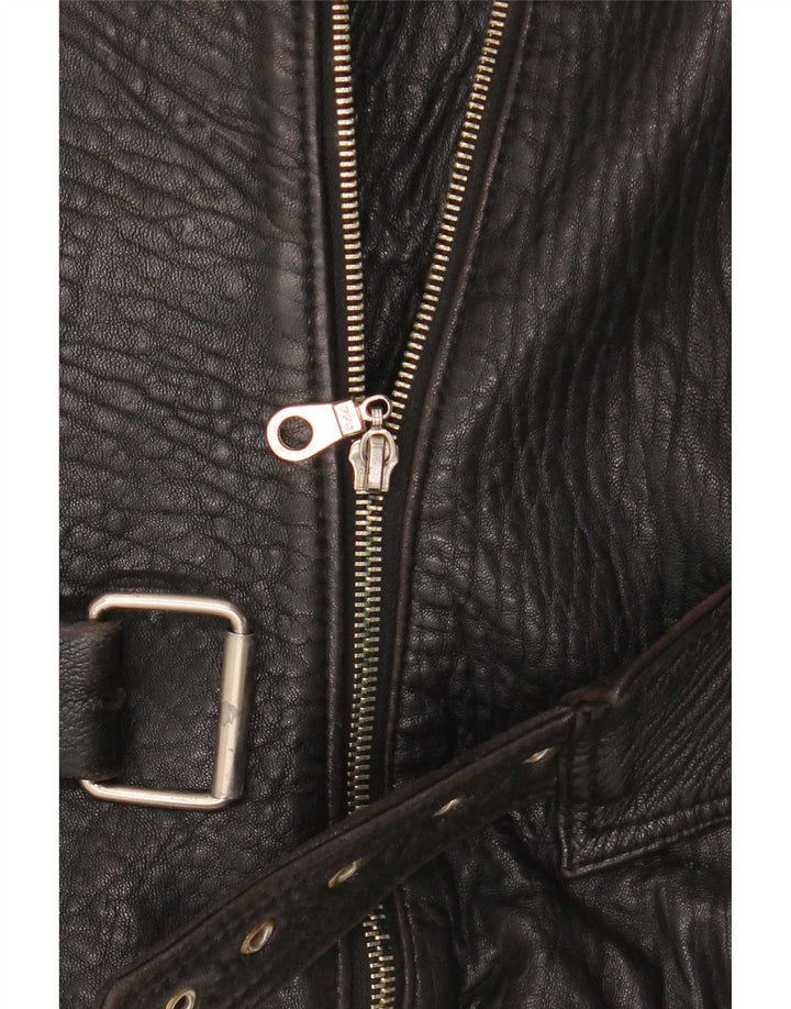 Giacca da motociclista in pelle da donna Chevignon UK 14 media nera