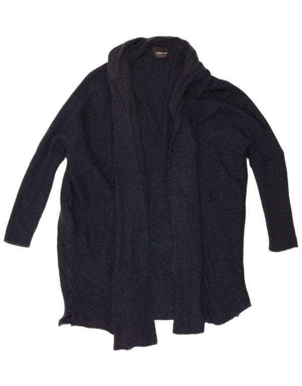 Maglione cardigan aperto con maniche a 3/4 Zara da donna UK 14 medio blu navy screziato