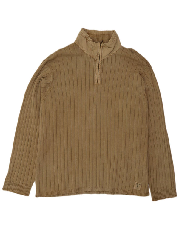Maglione da uomo con zip e collo Izod XL in cotone marrone