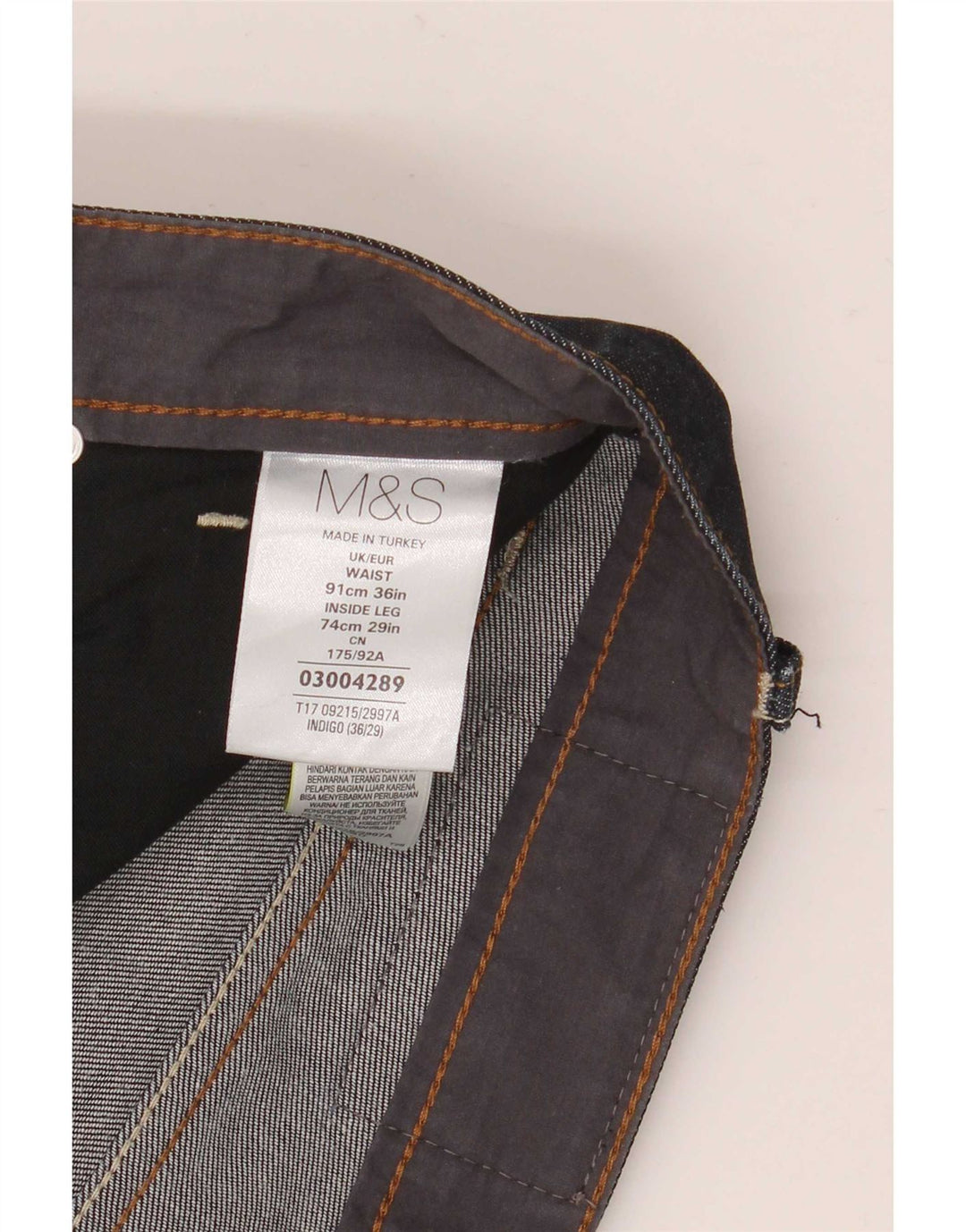 Jeans slim da uomo Marks & Spencer Autograph W36 L29 cotone blu navy