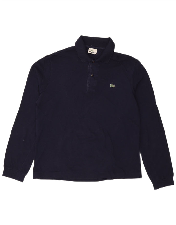 Polo LACOSTE da uomo a maniche lunghe taglia 4 cotone medio blu navy