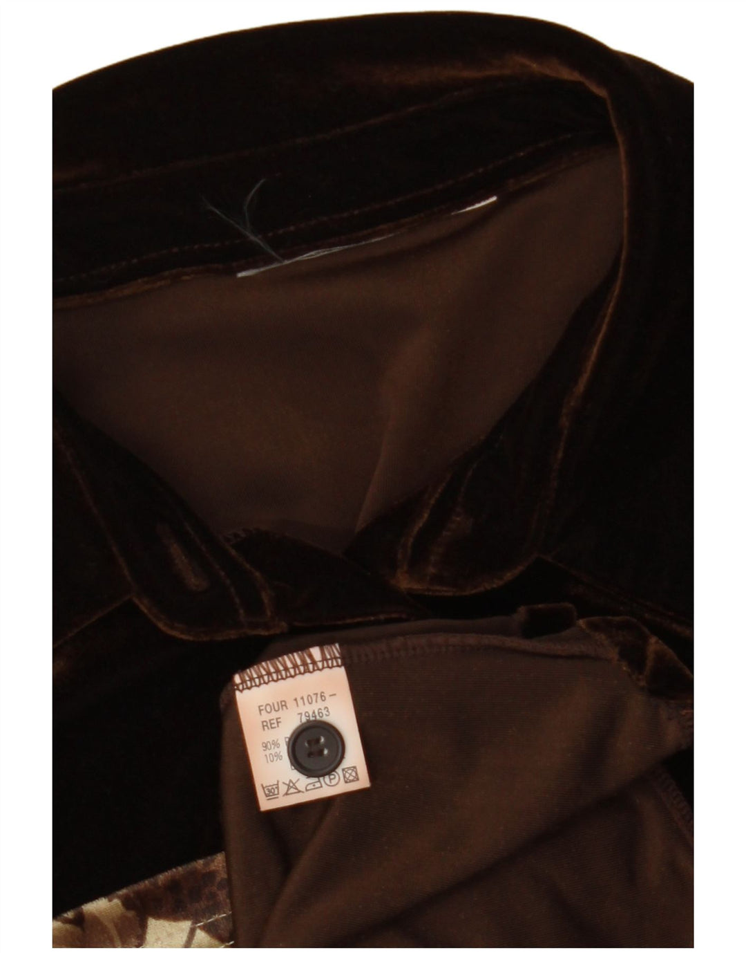 Camicetta senza maniche in velluto da donna VINTAGE UK 12 Marrone medio floreale