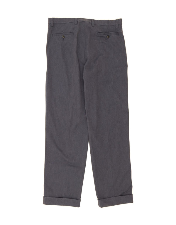 CHERVO Mens Straight Chino Trousers IT 52 XL W36 L33 Navy Blue Polyester