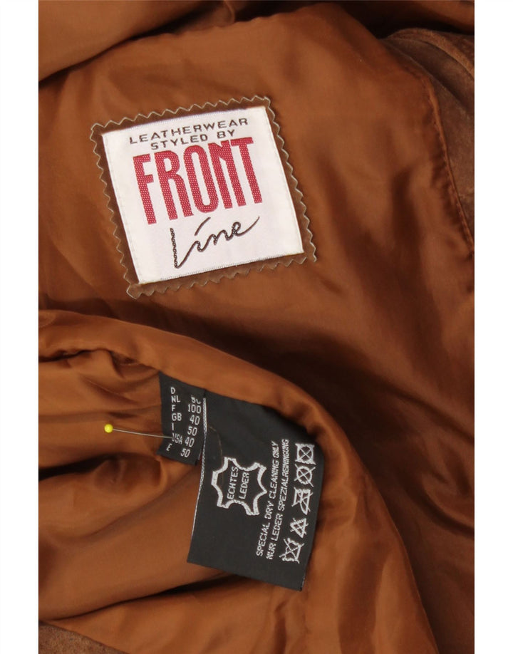 Gilet da uomo in pelle scamosciata Front Line UK 40 in pelle marrone medio